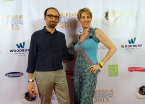 Il regista Raffaello Sasson con l'attrice Francesca Stajano sul Red Carpet del Burbank film festival di Hollywood