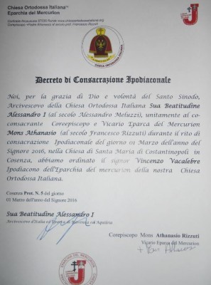 Carta Chiesa Ortodossa Italiana