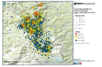 La mappa della sequenza sismica 3 settembre